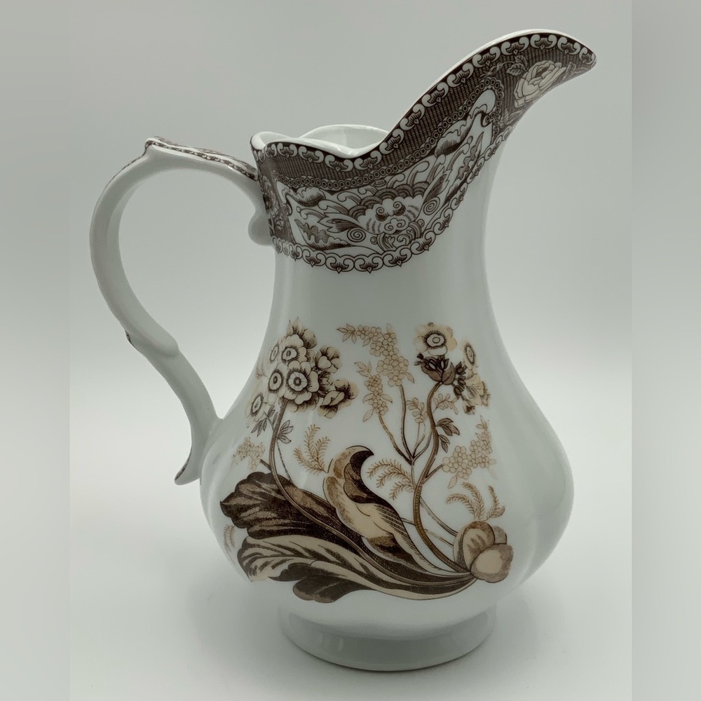ANTIQUE REFLECTIONS by J. Godinger  7.5" Pitcher Brown White Floral
